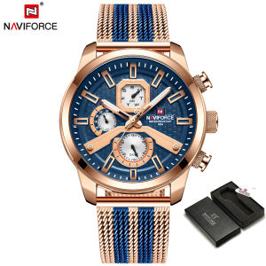NAVIFORCE Top Luxury Original Brand Mens Watch Date Luminous Quartz Stainless Steel Strap Casual Waterproof Fashion Men Watch
