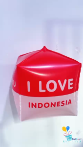 isi 50 Balon foil HUT RI kubus / balon i love indonesia 4d / Balon Dirgahayu RI merah putih 17 agustus