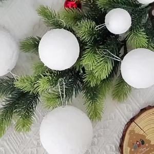 12/18pcs White Christmas Balls Decoration / Foam Christmas Balls Pendant Ornaments for Xmas Tree / DIY Snowball Wedding Navidad New Year Party Decor