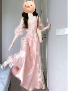 CHANGTONG | Gentle French Style Pink Strapless Long Dress Elegant Summer Beach Vacation Fairy Tale Skirt Soft Wind Sensation Comfortable Fit