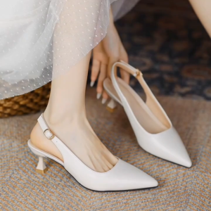 Wedding For Bride Close Sandals for Women with Heels Fashion Elegant Korean White Half Shoes with Heels for Women