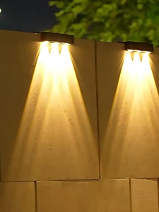 Solar Wall Light 3LED IP65 Waterproof Automatic Sensor Warm White Corridor Staircase Light Fence Lamp for Home Courtyard Gate