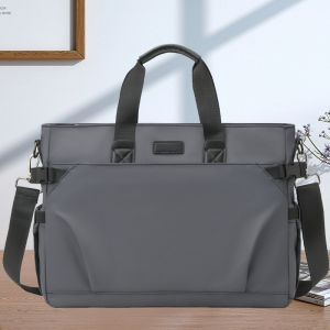 2025 New Mens Handheld Briefcase Commuter Business A4 Document Computer Large Capacity High-End Sense with Water Cup Position