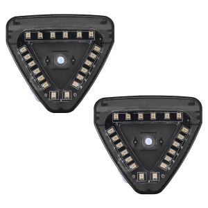 KEVANLY | 2PCS Motorcycle Wireless LED Triangles RGB Rear Taillight Solar Power Strobe Warning Light Multifuctional Decorative Signal Lamp