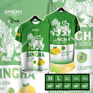 เสื้อโซดาSINGHA  เสื้อคอกลมพิมพ์ลาย โซดาสิงห์ 5 แบบ 5 สี💧สีสด คมชัด✅