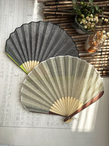 Zhimo Original Color Block Candy Shell Fan Elegantly Simple Pure Color Portable Folding Fan for Daily Use Handmade Bamboo Frame
