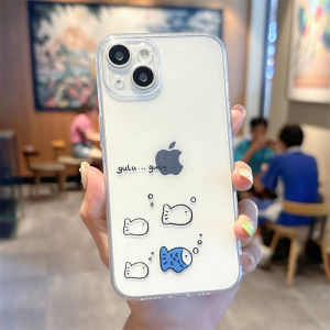 Transparent Fish Cat Design iPhone Case Couple Cute Simple Protection Shell for Apple 15Promax 16 14Plus 13 Mini 12XR 8Plus 76