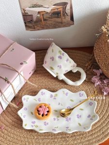 Couple Gift French Floral Ceramic Mug Set