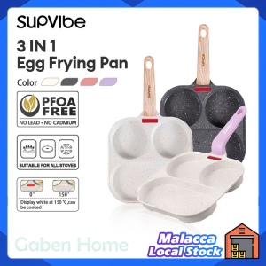 SUPVIBE 3 Hole Egg Frying Pan Non-Stick Temperature Sensitive Pancake Burger Maker Breakfast Omelete Cooking Pan