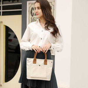 Thickened Large Canvas Tote Bag Small Size Womens Handbag Handheld Office Ins Japanese Style Niche Soft Foldable Casual Envelope Bag