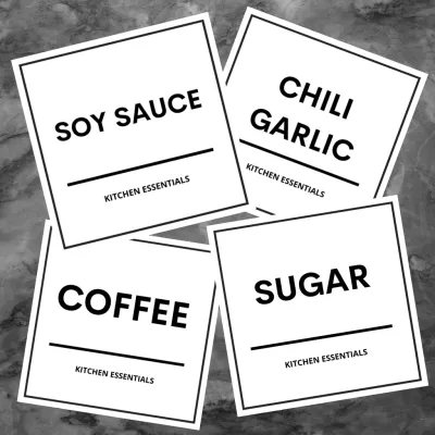 Minimalist Pantry/Bath Labels - High quality waterproof matte vinyl sticker(2x2 size) SOLD PER PIECE