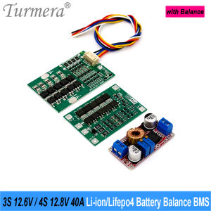 Turmera 3S 12.6V 4S 12.8V 40A Lifepo4 Lithium Battery Balance BMS 12V 5A Power Supply for 18650 21700 32700 33140 Batteries Use
