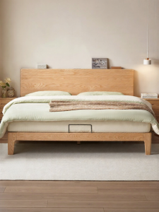 YUANSHI YUANSU | Modern Simple Solid Wood Bed 1.5m