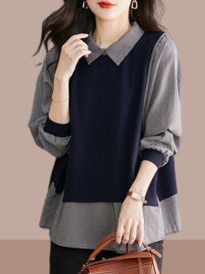Shalldoer | Loose Slimming Two-Piece Look Shirt