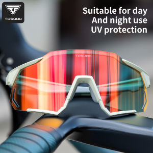 TOSUOD Cycling Photochromic Glasses For MTB Road Bike Day And Night Dual-use Windproof Goggles For Men And Women