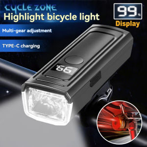 Type-C Rechargeable Bike Light Bicycle Headlight with Battery Level Display Cycling Flashlight Bike Taillight Cycling Accessory