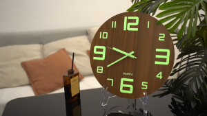 Luminous Big Wall Clock Silent Walnut wood creative fluorescent clock home room clock 16 14 12