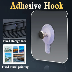 Magic Hook Heavy Hanging Adhesive Strong Sticky Hanger Kitchen Bathroom No Drill Wall Hook Stainless Strong Sticky Sucker Steel Cangkuk Dinding Dinding Bathroom Accessories 多功能挂钩