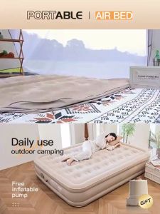 Inflatable Air Bed Double Size King Family Size with Electric Pump Automatic Portable Foldable For Camping Tent camp