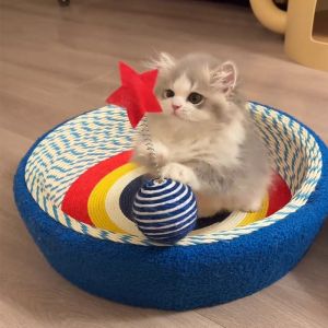 Arom Starry Sky Integrated Cat Scratching Board Pet Toy Wear Resistant No Shedding Teasing Stick Rope Weaved round Cat Scratch Ball