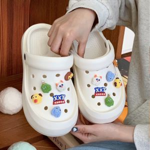 Womens Summer Cute Monster Beach Thong Shoes Outdoor Anti-slip EVA Thick Bottom Heightening Parent-Child Clog Shoes