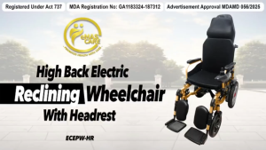 Electric Wheelchair Baring Reclining Backrest with Remote Wheelchair Control Auto Kerusi Roda Elektrik
