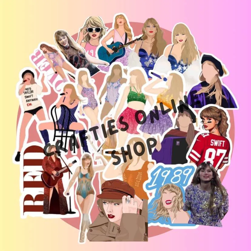 Taylor Swift Sticker Pack – 50 Pieces, Colorful Waterproof Vinyl Decals