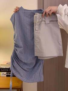 French Vintage Blue Striped Drawstring Shirt: A Versatile Women's Summer Top