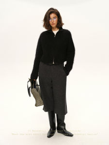 Womens 100 Wool Straight Leg Pants Seven-Eighths Length