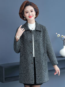 Moms Autumn Clothes Fashionable Windbreaker Outwear Middle-Aged and Elderly Womens Spring Autumn Winter Coat Wide Lady Lapel Fashion Overcoat