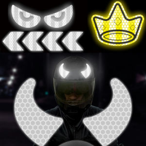 【WOKEN】4pcs สติกเกอร์สะท้อนแสงความคิดสร้างสรรค์ปีศาจมุมตกแต่งสติ๊กเกอร์หมวกกันน็อกรถจักรยานยนต์ขับขี่ปลอดภัยในเวลากลางคืนรถยนต์รถจักรยานยนต์อุปกรณ์เสริม