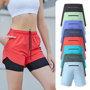 Sports Short For Women Running Shorts With Lining Sportswear Zipper Pocket