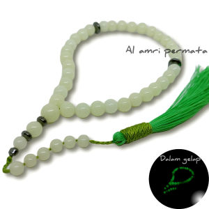 tasbih batu fosfor 33 butir original menyala dalam gelap / tasbih batu akik / tasbih batu alam / tasbih fosfor