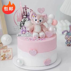 Pink Fox Princess Birthday Party Decoration Cakes Decoration Lina Bell Plug-in Sand Sa Devil Statue Cartoon Festival Supplies