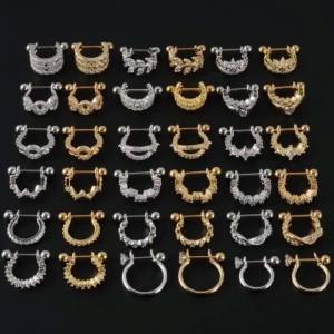 1PC Surgical Steel Crystal Cz Hoop C Shape Earring Helix Tragus Cartilage Daith Rook Ear Stud Gold&Silver Color Piercing Jewelry