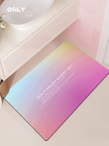 Thảm Phòng Tắm Bằng Đất Ngô OGLY Thảm Chống Trượt Thấm Hút Nước Chất Liệu Cotton Dáng Tròn Thiết Kế Hình Học Sử Dụng Tại Nhà