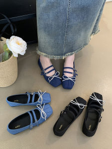 Spring Autumn New Style Fairy Tale Butterfly Knot Mary Jane Shoes Soft Bottom Pleated Womens Shoes Fashionable Flats