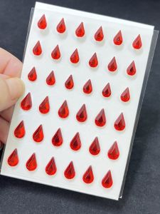 Red Blue Waterdrop Shaped Rhinestone Eyebrow Center Patch Womens Group Makeup Diamond round Shape Beauty Tool Sticker