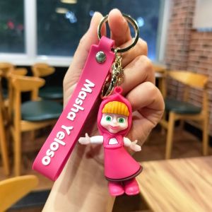 Little Red Riding Hood & Big Bad Wolf Keychain Cute Cartoon Keyring Charm for Bags Backpack Kids Gifts Durable Pendent