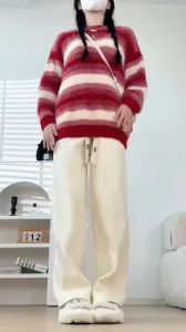 Quần ống rộng nữ tăm nhung tăm dày dặn cạp cao co giãn kiểu culottes dáng thụng giữ nhiệt tốt