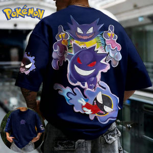 Bandai | Pokémon Ghost Elf Colorful Graffiti Retro T-shirt Tide-painted Print 2026 Summer Mens  Womens Short-sleeved Parent-child Top