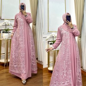 REALPICT COD DRESS HELMIA BRAND ALUNA EXSCLUSIVE BAHAN  TILLE IMPORT  MIX CERUTY  BABYDOLL  PREMIUM  TERMURAH BEST SELLER TANGAN PERTAMA KONVEKSI / PRINTING / MOTIF PREMIUM GAMIS PESTA GAMISPREMIUM