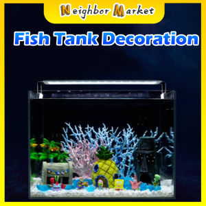Aquarium Decoration Cartoon Figures House Starfish Coconut Palms Aquarium Plant Fish Tank Decor