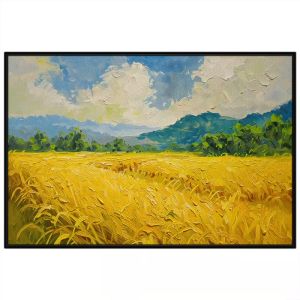 Tranh phong cảnh quê hương cánh đồng lúa chín vàng tranh treo tường tranh dán tường in canvas. CGI-468