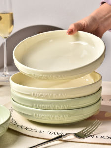 New 2025 Ceramic Plate Beautiful Cream Style Deep Dish Home Use Dinner Plate High Aesthetic Value round Shape Dining Utensils