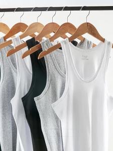 YOUTANG เสื้อเชิ้ตแขนสั้นผู้ชายหลวมสีทึบลำลองเสื้อยืดแขนกุด