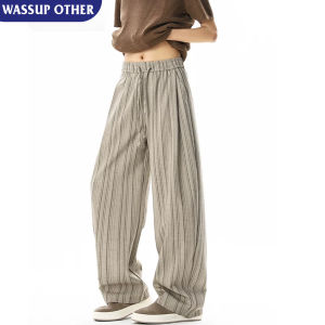 Summer Retro Striped American Style Loose Wide Leg Drop Crotch Pants