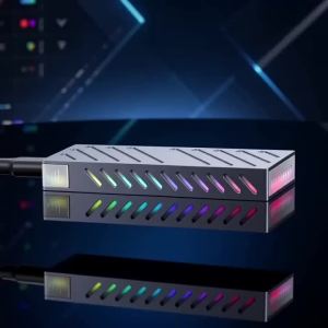 KEBIDU | Kebidumei M.2 NVMe SATA SSD Enclosure 10Gbps PCIe SSD Case RGB External Portable SSD Box USB C 3.1 Gen2 for 2230/2242/2260/2280
