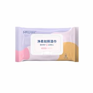 Mku Relief Wet Wipes for Toilet Use Soft And Gentle Bathroom Essentials 40 Pieces Pack Size 140x200mm Hygienic Paper Products