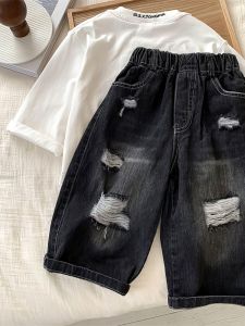 Thời Trang Rách Denim Quần Dành Cho Trẻ Em Mùa Xuân Mùa Thu Bé Trai Bé Gái Quần Jeans Bó Phong Cách Mới Em Bé 2024 Thoải Mái Mặc Quần Áo Trẻ Em